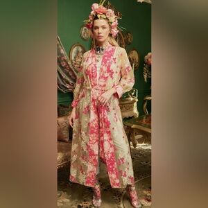 Aratta fairy Rose Floral Embroidered, sequin kimono Medium